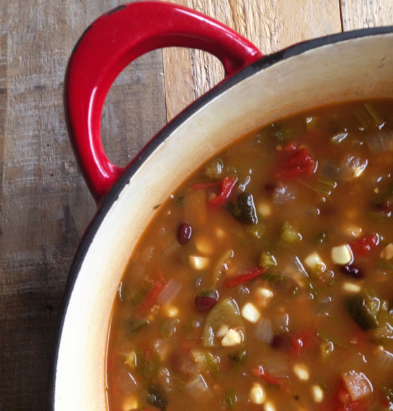 Roasted poblanos, tomatoes, corn, black beans and tomatillos all vying for the spotlight